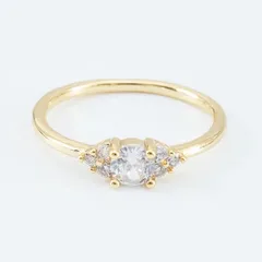 Oval Unisex Ring For Everyday Wear, Golden Plated Alloy With Zircon Inlay, Featuring 0.03µm-0.05µm Plating Thickness 3