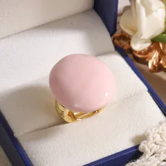 Oval White Zircon Ring For Women, 18K Real Gold Plated With 0.03µm-0.05µm Thickness, 1 Piece 3