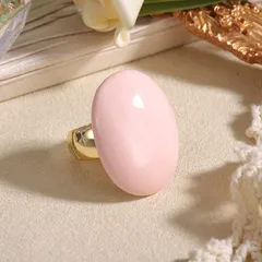 Oval White Zircon Ring For Women, 18K Real Gold Plated With 0.03µm-0.05µm Thickness, 1 Piece 4