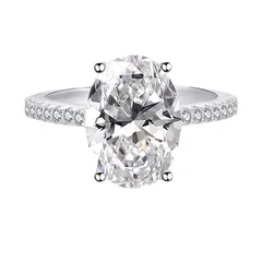 Oval Zinc Alloy Unisex Ring For Everyday Wear Featuring White K Plated Finish With 0.05µm-0.08µm Thickness And Rhinestone Inlay 2