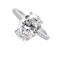 Oval Zinc Alloy Unisex Ring For Everyday Wear Featuring White K Plated Finish With 0.05µm-0.08µm Thickness And Rhinestone Inlay 4