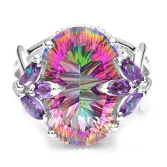 Oval Zinc Alloy Unisex Ring For Everyday Wear Featuring White K Plated Finish With 0.05µm-0.08µm Thickness And Rhinestone Inlay