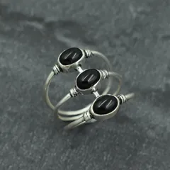 Oval Zinc Alloy Ring For Women Featuring Dyed Black Agate Inlay With Electroplated Finish 3