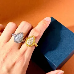 Paisley Ring For Women In Brass With 24K Real Gold Plated Coating 0.03µm-0.05µm Featuring Zircon Inlay 2