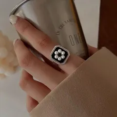 Pearl Drip Glaze Ring For Women Vintage Style High End Luxury Index Finger Ring Open Band Ring Live Broadcast Alloy Geometric Pattern 2