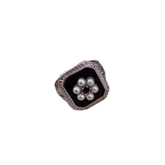 Pearl Drip Glaze Ring For Women Vintage Style High End Luxury Index Finger Ring Open Band Ring Live Broadcast Alloy Geometric Pattern 5