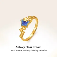 Pentagram Enamel Ring For Women In Gold, Electroplated Copper With Durable Finish
