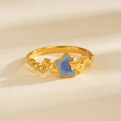 Pentagram Enamel Ring For Women In Gold, Electroplated Copper With Durable Finish 3