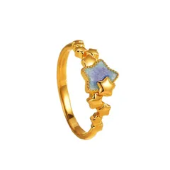 Pentagram Enamel Ring For Women In Gold, Electroplated Copper With Durable Finish 5