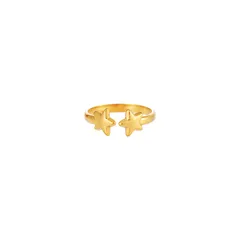 Pentagram Open Ring For Women In 304 Stainless Steel Featuring A Golden Finish 5