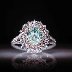 Pink Crystal Diamond Ring Women's Fashion Geometric Pattern Alloy Jewelry Engraved Green Topaz Color Gemstone Ladies Ring