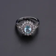 Pink Crystal Diamond Ring Women's Fashion Geometric Pattern Alloy Jewelry Engraved Green Topaz Color Gemstone Ladies Ring 3