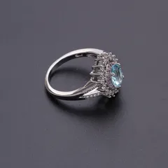 Pink Crystal Diamond Ring Women's Fashion Geometric Pattern Alloy Jewelry Engraved Green Topaz Color Gemstone Ladies Ring 4