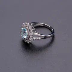 Pink Crystal Diamond Ring Women's Fashion Geometric Pattern Alloy Jewelry Engraved Green Topaz Color Gemstone Ladies Ring 5
