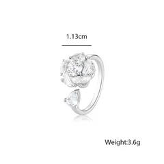 XUPING Platinum Plated Flowers Ring For Women With Zirconia Inlay, 1 Piece, Featuring 0.01µm Thick Coating 2