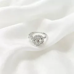 XUPING Platinum Plated Flowers Ring For Women With Zirconia Inlay, 1 Piece, Featuring 0.01µm Thick Coating 3