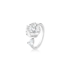 XUPING Platinum Plated Flowers Ring For Women With Zirconia Inlay, 1 Piece, Featuring 0.01µm Thick Coating 5