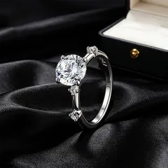 XUPING Platinum Plated Flowers Ring For Women With Zirconia Inlay, 1 Piece, Featuring 0.01µm Coating Thickness