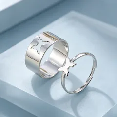 Polished Butterfly Ring For Adults Made Of Mixed Materials, Stylish Stainless Steel Jewelry Set 3