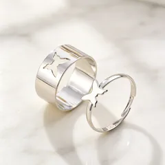 Polished Butterfly Ring For Adults Made Of Mixed Materials, Stylish Stainless Steel Jewelry Set 4