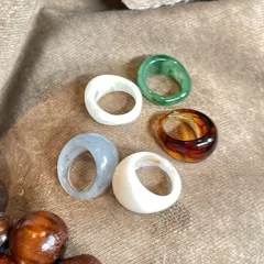 Polished Resin Ring Geometric Pattern Women's Index Finger Ring Color Gradient Acrylic Vintage Amber Personalized Design 2