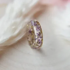 Polished Resin Ring With Embossed Purple Aromatherapy Lace Glass Fragments Geometric Jewelry Women's Gift 2