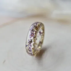 Polished Resin Ring With Embossed Purple Aromatherapy Lace Glass Fragments Geometric Jewelry Women's Gift 3
