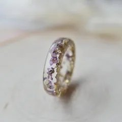 Polished Resin Ring With Embossed Purple Aromatherapy Lace Glass Fragments Geometric Jewelry Women's Gift 4