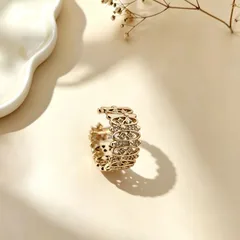 Punk Style Flowers Ring For Women In Gold Copper With PVD Coated Golden Plated Finish 2