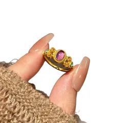 Luxurious Purple Oval Open Ring For Women In Copper With Zircon Inlay, Featuring Electroplated Finish 5