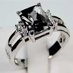 Sweet Purple Rectangle Ring For Women In Metal With Zircon Inlay, Featuring Electroplated Craftsmanship 2
