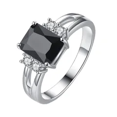 Sweet Purple Rectangle Ring For Women In Metal With Zircon Inlay, Featuring Electroplated Craftsmanship 5