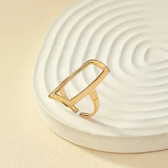 Quadrilateral Open Ring For Unisex Featuring Golden Alloy Design 2