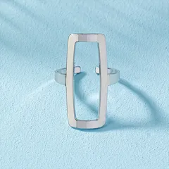 Quadrilateral Open Ring For Unisex Featuring Golden Alloy Design 3