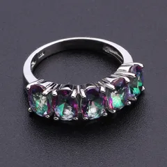 Rainbow Rings For Women Featuring Electroplated Alloy With Zircon Inlay