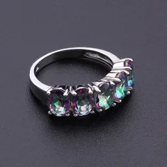 Rainbow Rings For Women Featuring Electroplated Alloy With Zircon Inlay 2