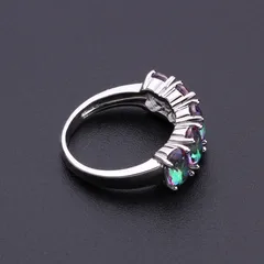 Rainbow Rings For Women Featuring Electroplated Alloy With Zircon Inlay 3