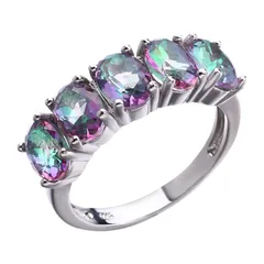 Rainbow Rings For Women Featuring Electroplated Alloy With Zircon Inlay 5