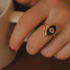 Red Eye Open Ring Set With Diamonds Women's Jewelry Vintage Style Gift 2