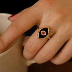 Red Eye Open Ring Set With Diamonds Women's Jewelry Vintage Style Gift 3