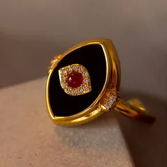 Red Eye Open Ring Set With Diamonds Women's Jewelry Vintage Style Gift 5
