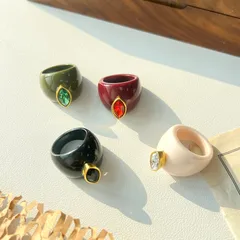 Resin Geometric Colorful Zircon Ring Simple Round Diamond Micro Pave Wedding Ring Unisex Resin Ring Jewelry