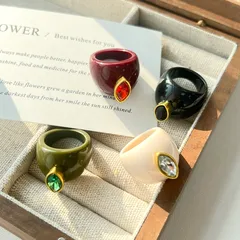 Resin Geometric Colorful Zircon Ring Simple Round Diamond Micro Pave Wedding Ring Unisex Resin Ring Jewelry 2