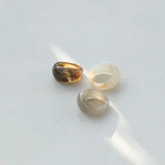 Resin Ring Half-Moon Shape Retro Court Style Exaggerated INS New Geometric Pattern Festive Women's Ring