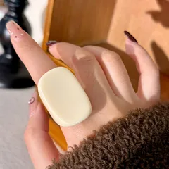 Resin Wide Oval Ring Unique Design Exaggerated Pure Color Unisex Ring Finger Ring Geometric Pattern Handmade Jewelry 4