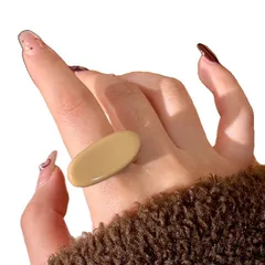 Resin Wide Oval Ring Unique Design Exaggerated Pure Color Unisex Ring Finger Ring Geometric Pattern Handmade Jewelry 5