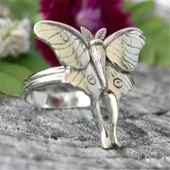 Retro Butterfly Ring For Women In Silver Alloy Featuring Antique Silver Plated Electroplated Finish 4