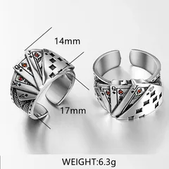 For Open Rings Retro Zinc Alloy Unisex Electroplated Ring With Artificial Gemstones 3