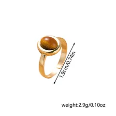 Retro Classic Style Geometric Alloy Plating Tiger Eye Women's Open Rings 2
