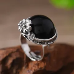 Retro Crystal Diamond Embedded Ring Punk Flower Creative Geometric Rectangle Ring Adjustable Size Alloy Summer Autumn Fashion 4
